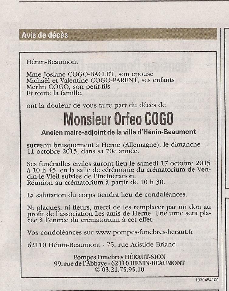 Faire-part M. Orféo COGO